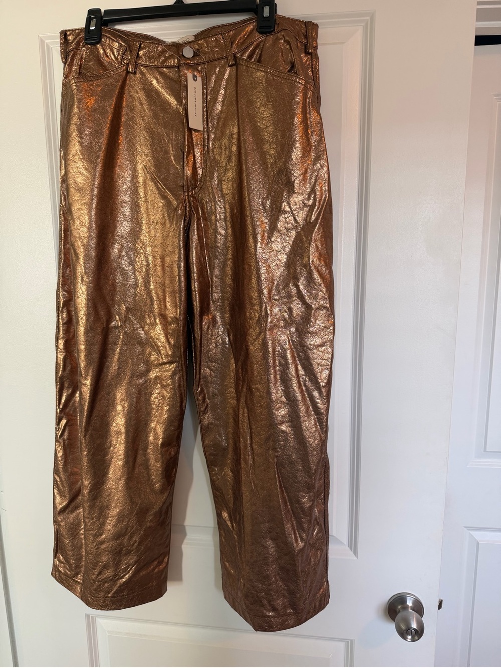 Pilcro Metallic Bronze Wide-Leg faux leather pants - Picture 4 of 5